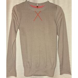 Jet Set Italia Cashmere Silk Knit Sweater Beige Coral Back Zip Luxury Sz 0